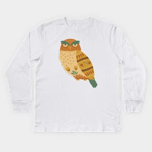 Autumn Folk Art Owl Kids Long Sleeve T-Shirt